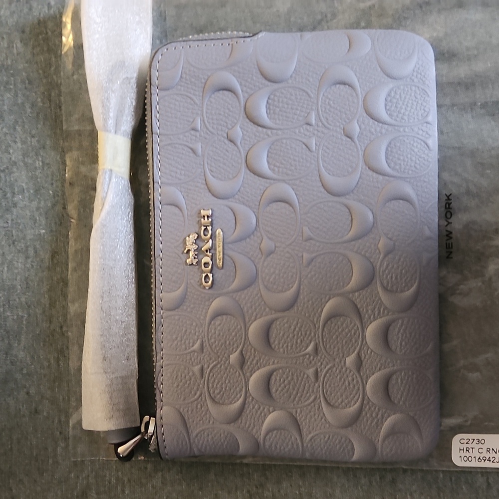 Coach Pastel Blue Embossed Pouch - Picture 3 of 3